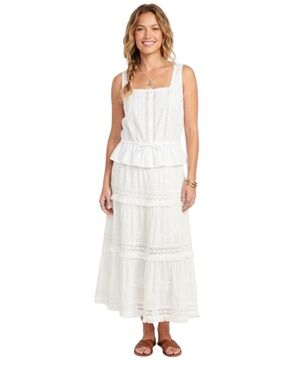 Old Navy Milkmaid Sleeveless Top Sz S White Lace Cottagecore Scandi Chic Hygge